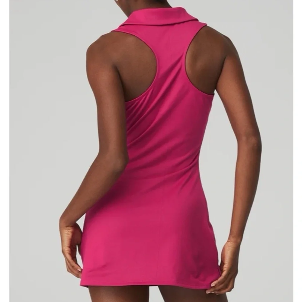 ALO Yoga Sleeveless Polo Mini Dress in Hot Pink